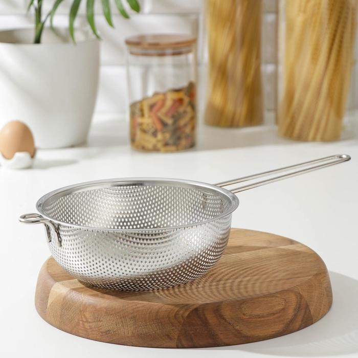 Дуршлаг «Марко», d=19 см, 37,5 х19,5 х 7 см, длинная ручка, нержавеющая сталь, хромированный Дуршлаг «Марко», d=19 см, 37,5 х19,5 х 7 см, длинная ручка, нержавеющая сталь, хромированный