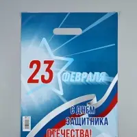 Пакет подарочный &laquo;23 февраля&raquo;, полиэтиленовый с вырубной ручкой, синий, 30&times;40 см, 50 мк