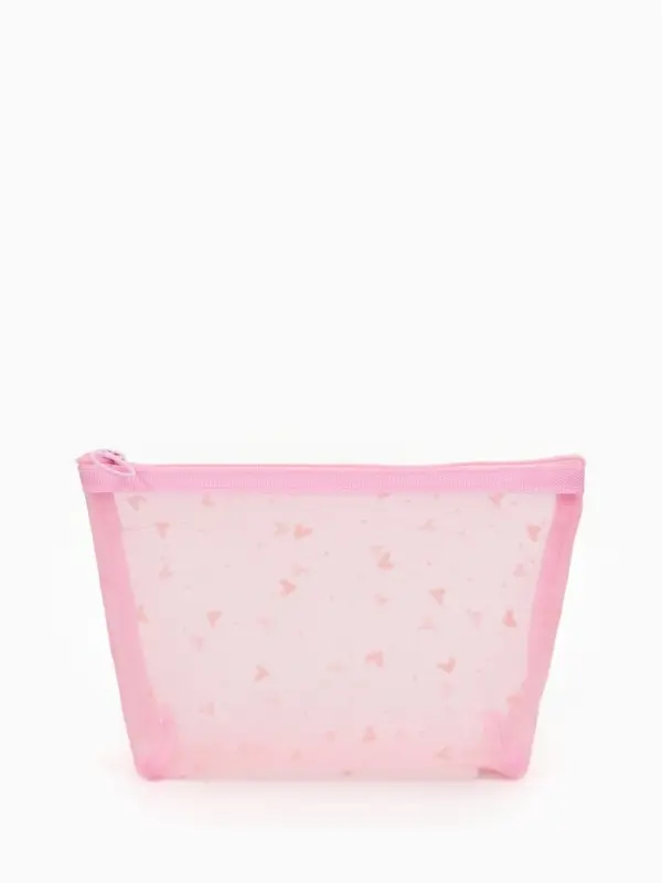 Косметичка дор Сердца, сетка 17*6,5*13,5, отд на молнии, розовый Косметичка дор Сердца, сетка 17*6,5*13,5, отд на молнии, розовый