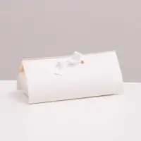 Коробка складная под конфеты, пирожные с лентой, белый, 14×6×4 см