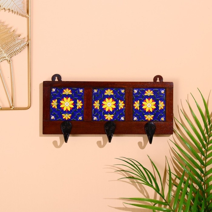 Вешалка Вешалка "Узоры" дерево, 3 крючка