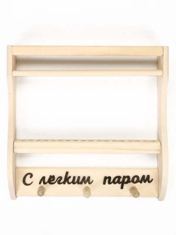 Полка-вешалка для бани и сауны, 35&times;7&times;35 см, деревянная, 3 крючка, для масел