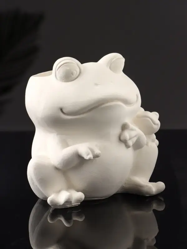 Кашпо "Лягушка с лягушонком" 10х10 см, натуральный, гипс