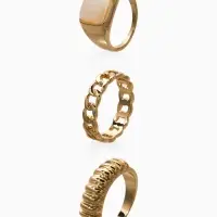 Набор колец 3 шт "Новый стиль" цепь, размер МИКС, цвет белый в золоте