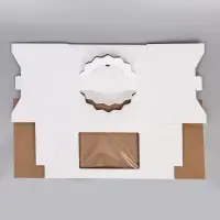 Коробка под торт 3 окна, с ручками, белая, 28&times;28&times;20 см