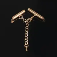 Концевик для браслета из бисера (пара) QF, 20 мм, металл, с цепочкой удлинителем, цвет золото