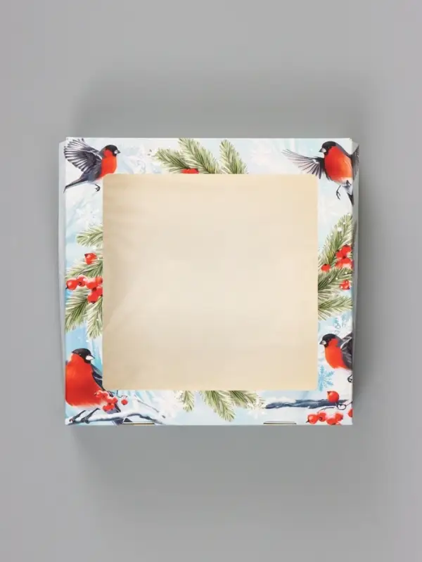 Коробка подарочная новогодняя, складная 20&times;20&times;4 см &laquo;Снегири&raquo;