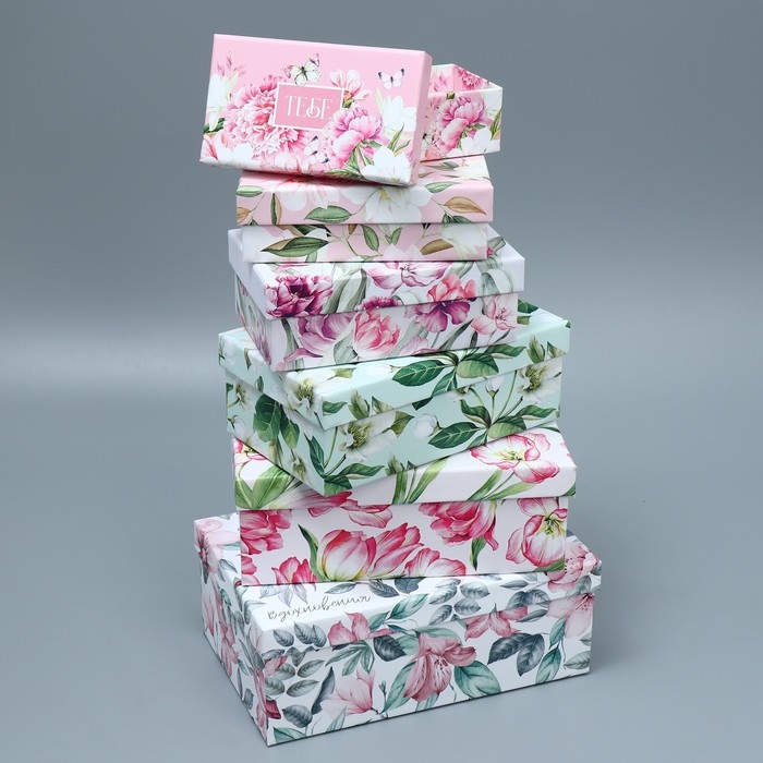 Набор коробок 10 в 1, упаковка подарочная, «Цветочный сад», 12 х 7 х 4 - 32.5 х 20 х 12.5 см Набор коробок 10 в 1, упаковка подарочная, «Цветочный сад», 12 х 7 х 4 - 32.5 х 20 х 12.5 см