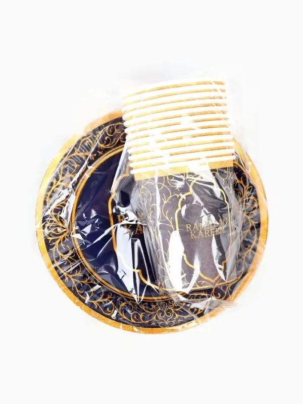 МП Набор бумажной посуды «Ramadan», синий, 12 персон МП Набор бумажной посуды «Ramadan», синий, 12 персон