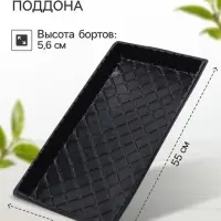 Поддон для рассады, 55&times;30&times;5.6 см, пластик, чёрный, дно МИКС, Greengo