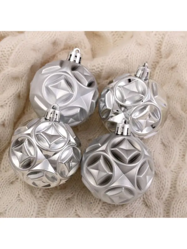 Ёлочные игрушки &laquo;Мидас - геометрия&raquo;, шары новогодние, d=6 см, набор 6 шт., серебро