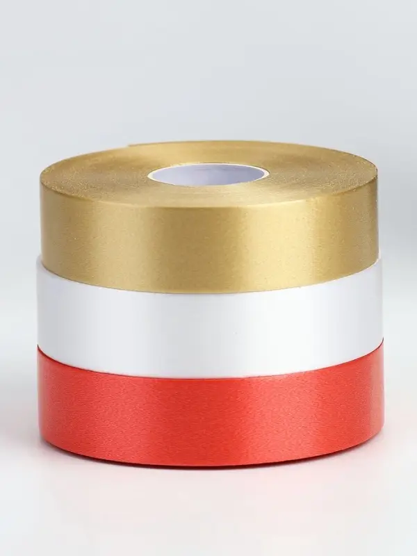 Лента для декора и подарков, МИКС белый, золотой, красный, 2 см &times; 45 м&plusmn;5%