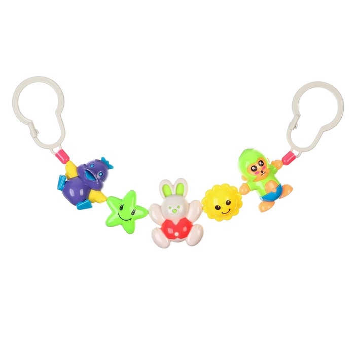 Растяжка на коляску/кроватку «Цыпленок, зайчик, обезьянка», 3 игрушки, цвет МИКС, Крошка Я Растяжка на коляску/кроватку «Цыпленок, зайчик, обезьянка», 3 игрушки, цвет МИКС, Крошка Я