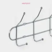 Вешалка настенная Доляна &laquo;Блеск&raquo;, 4 двойных крючка, 32.5&times;5.5&times;13 см, хромированная