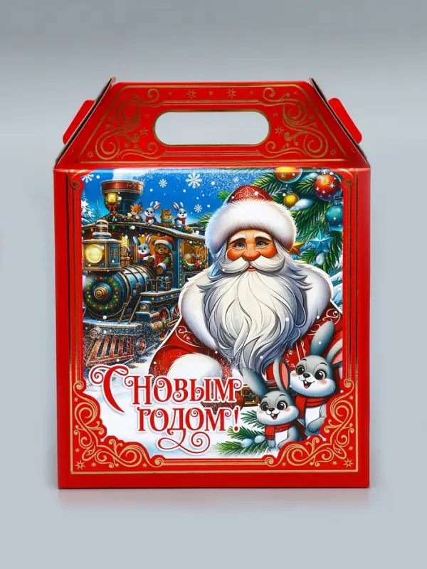 Коробка подарочная новогодняя «Путешествие на паровозе» 21×12×27 см Коробка подарочная новогодняя «Путешествие на паровозе» 21×12×27 см