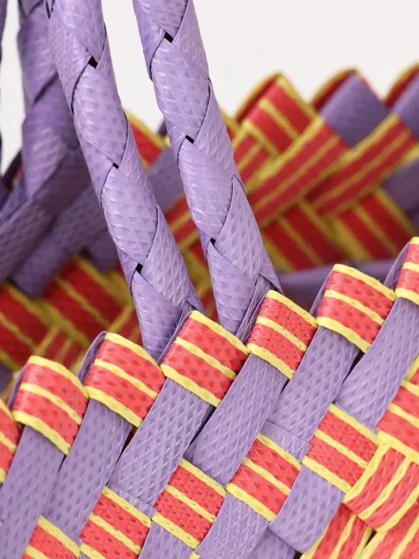 Сумка плетёная, 20&times;10&times;30 см, пластик, сиренево-жёлтая