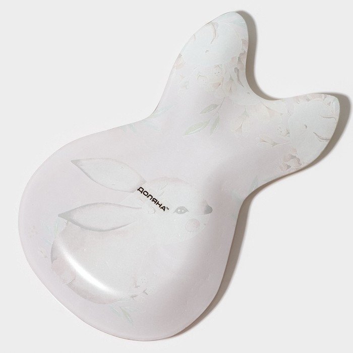 Блюдо стеклянное сервировочное Доляна «Кролик», 21×13,5×1,8 см, цвет розовый Блюдо стеклянное сервировочное Доляна «Кролик», 21×13,5×1,8 см, цвет розовый