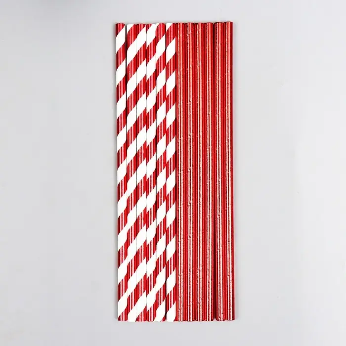 Трубочки для коктейля «Ассорти», в наборе 12 штук, цвет красный Трубочки для коктейля «Ассорти», в наборе 12 штук, цвет красный