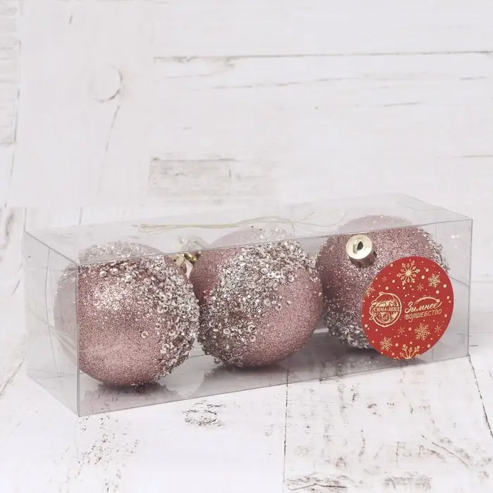 Ёлочные игрушки «Джейн», шары новогодние, d=6 см, набор 3 шт.