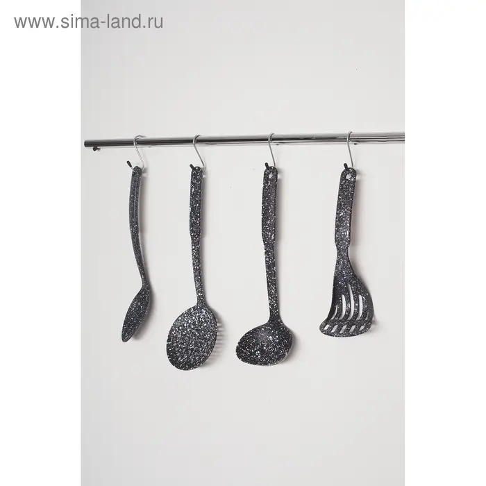 Ложка гарнирная Доляна &laquo;Мрамор&raquo;, 30.5 см, чёрная