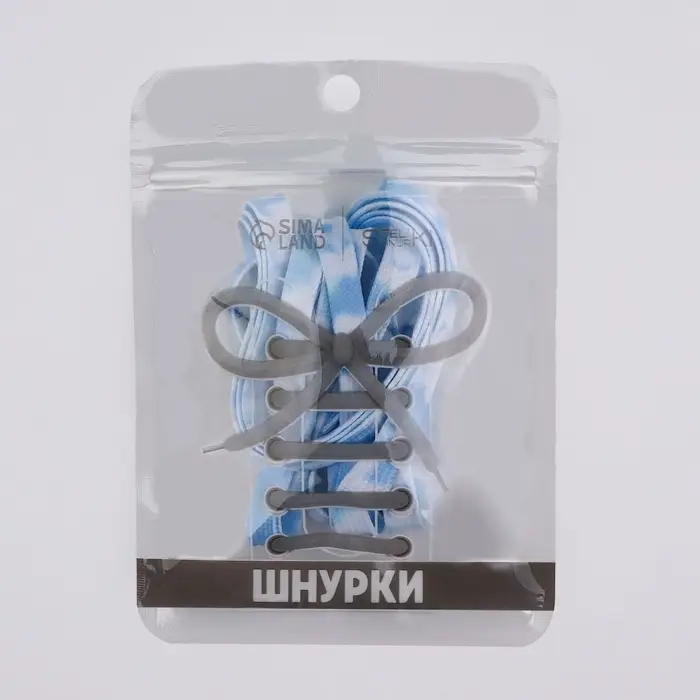 Шнурки для обуви, пара, плоские, 8 мм, 120 см, белые/голубые