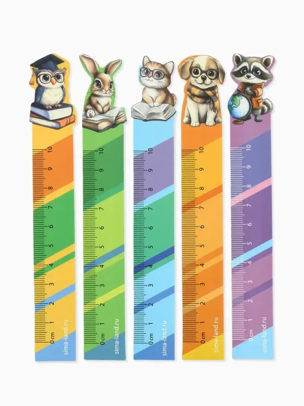 Закладки для книг, картонные, 5 шт., фигурные «Школьные» Закладки для книг, картонные, 5 шт., фигурные «Школьные»