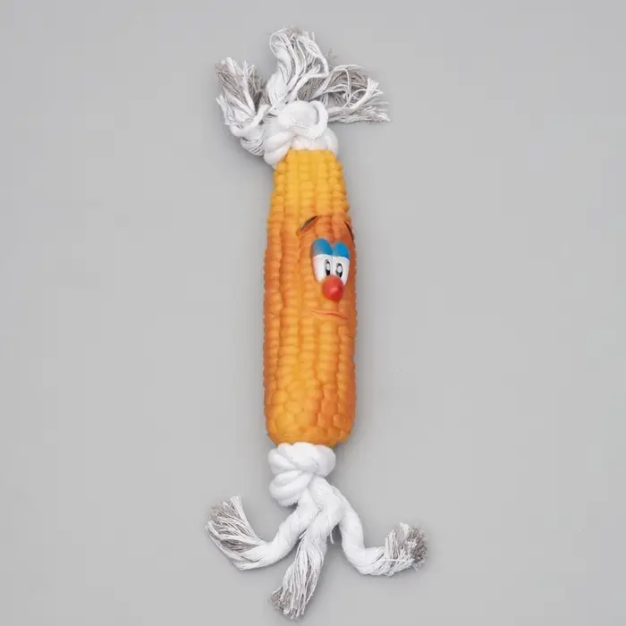 Игрушка на канате &laquo;Кукуруза&raquo; для собак, 30 см, кукуруза 14 см, жёлтая