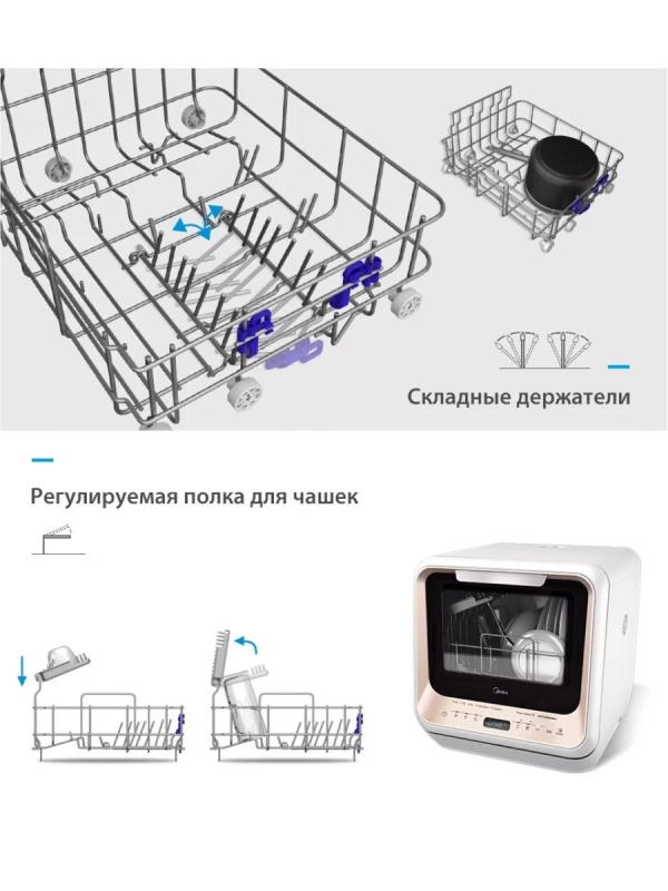 Мини посудомоечная машина настольная MCFD42900GMINI-i Wi-Fi