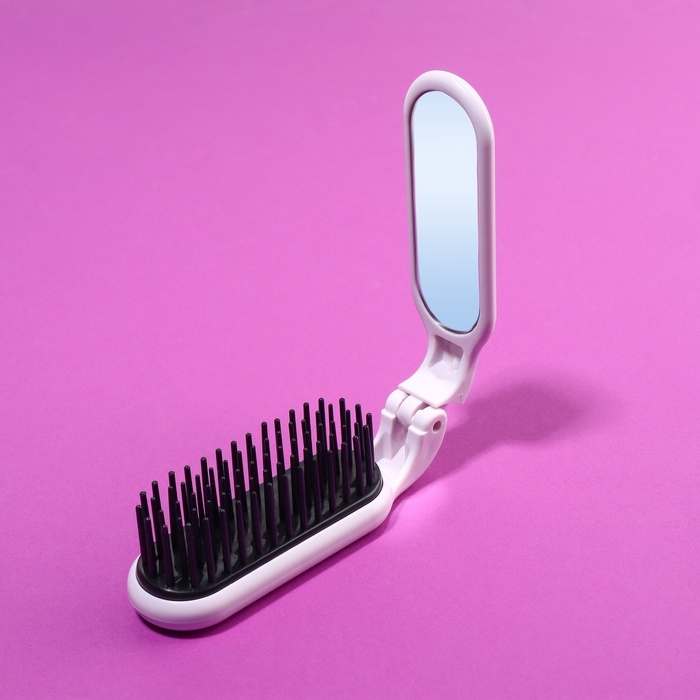 Расчёска массажная, складная, с зеркалом, 3 × 10 см, цвет пыльно-розовый Расчёска массажная, складная, с зеркалом, 3 × 10 см, цвет пыльно-розовый