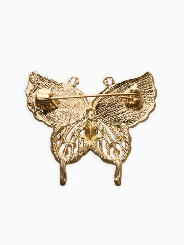 Брошь  Брошь "Бабочка", цвет бело-зелёный в золоте