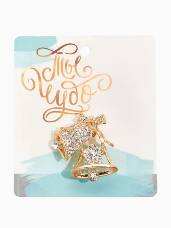 Брошь &laquo;Колокольчики&raquo;, белая в золоте