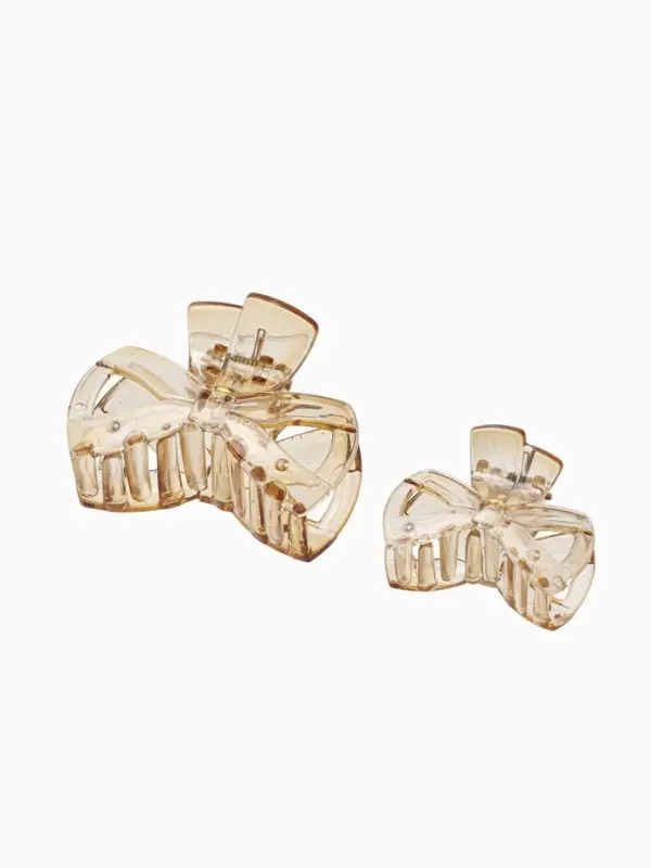 Крабики для волос QF &laquo;Флориана&raquo;, набор 3 шт., бант, 6 и 4 см, светло-коричневые