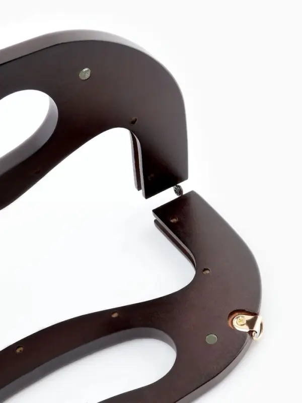 Ручка-фермуар для сумки, деревянная, на магнитах, с креплением, 27&times;12&times;2.5 см, коричневая