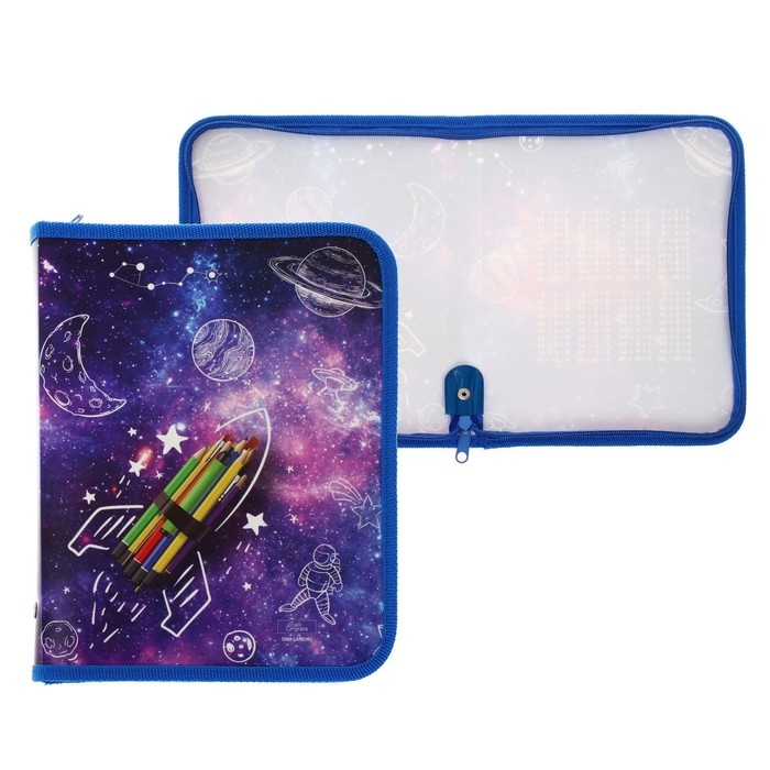 Папка для тетрадей А5, 180 х 230 х 25 мм, молния вокруг, пластиковая 0.5, ПМ-А5-04 Calligrata  Папка для тетрадей А5, 180 х 230 х 25 мм, молния вокруг, пластиковая 0.5, ПМ-А5-04 Calligrata "Ракета"