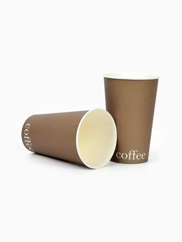 Стакан одноразовый бумажный для кофе "Кофе карамель", бежевый 400 мл