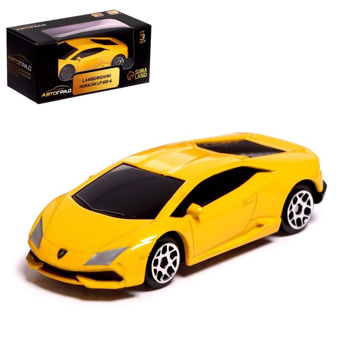 Машина металлическая LAMBORGHINI HURACAN LP610-4, 1:64, цвет жёлтый Машина металлическая LAMBORGHINI HURACAN LP610-4, 1:64, цвет жёлтый