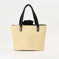 Сумка плетёная из пандана, 29&times;17&times;42 см, бежево-чёрная