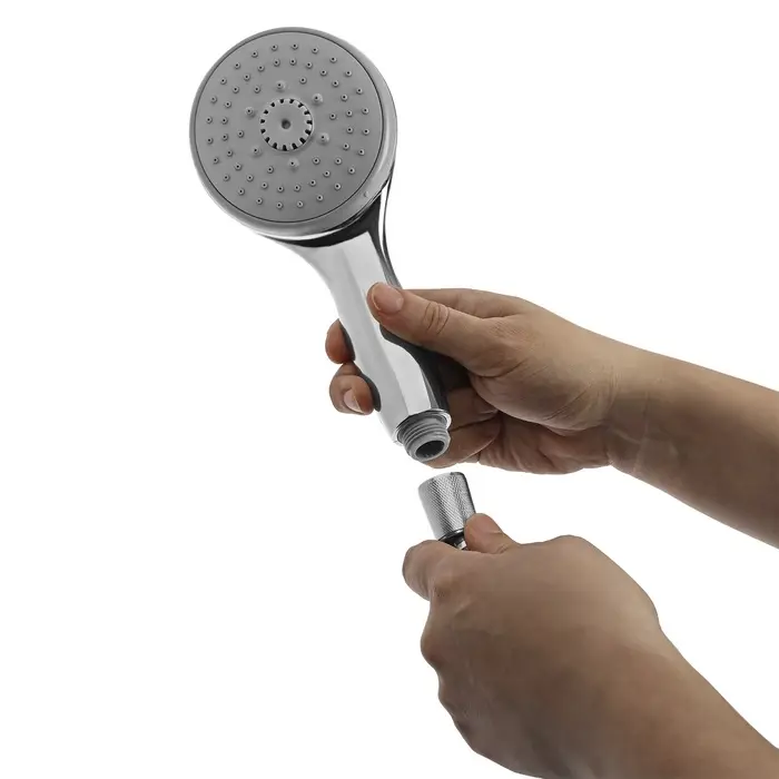 Душевая лейка со шлангом, стойкой, мыльницей и держателем, крепеж в комплекте.