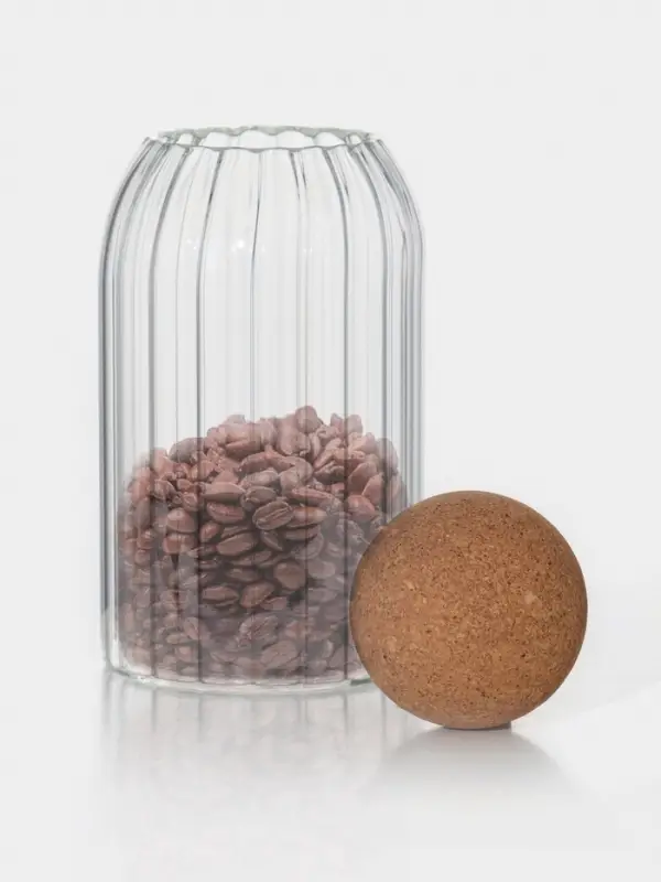 Банки для хранения сыпучих &laquo;Эко&raquo;, 3 предмета: 400/700/1000 мл, с пробковой крышкой, стекло