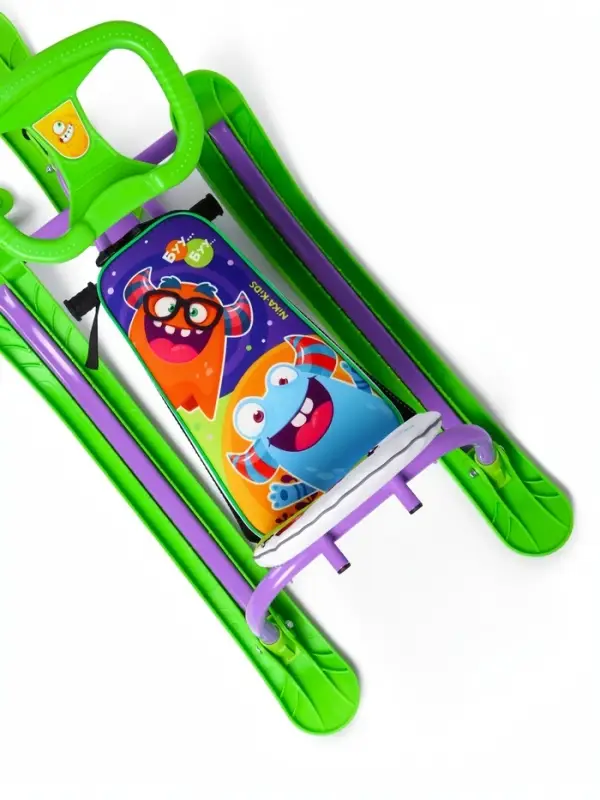 Снегокат &laquo;Twiny1+&raquo; с монстриками, со спинкой, зелёный, фиолетовый, TW1+/МН Nika Kids