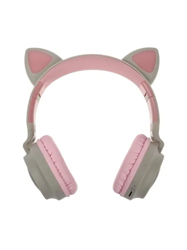 Наушники беспроводные, накладные, с ушками кошки, Hoco W27, Bluetooth 5.0, с микрофоном, с подсветкой, 300 мАч, серые