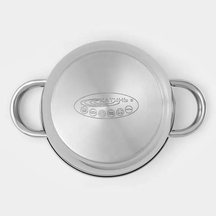 Кастрюля Катунь &laquo;Гретта&raquo;, 1.8 л, d=16 см, с крышкой, капсульное дно, индукция, нержавеющая сталь, AISI - 201, хромированная