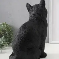 Фигурка (гипс) Кошка Черная окраска. Высота 31,5 см, Ширина 16 см, Длина 24 см.