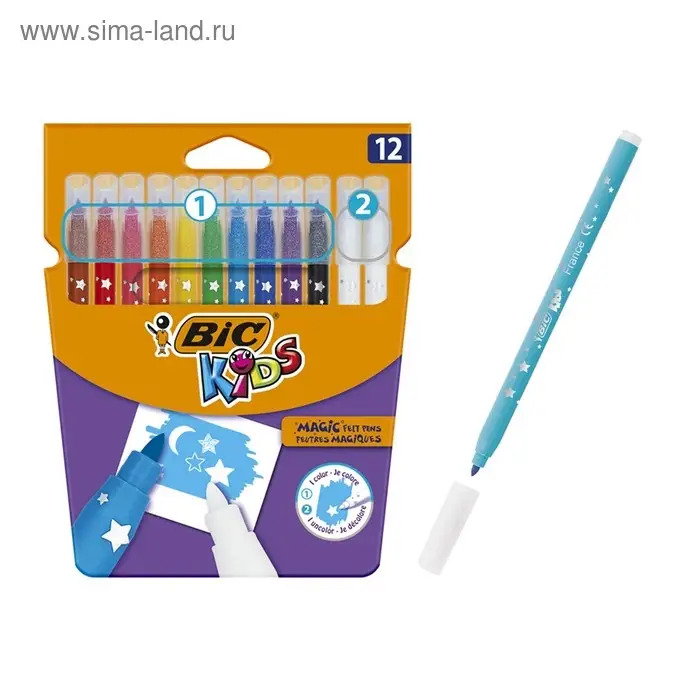 Фломастеры 10 цветов BIC Kids Magic и 2 обесцвечивающих, детские, стираемые Фломастеры 10 цветов BIC Kids Magic и 2 обесцвечивающих, детские, стираемые