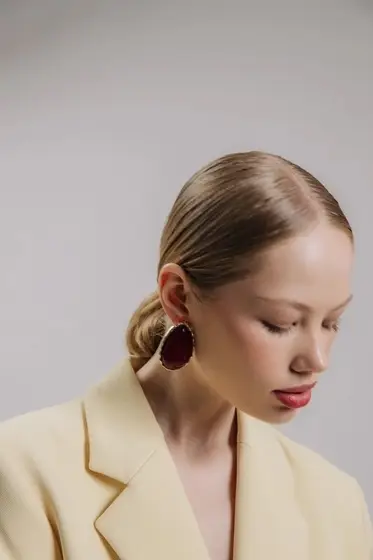 Серьги &laquo;Винтаж&raquo;, капля, бордовые в золоте