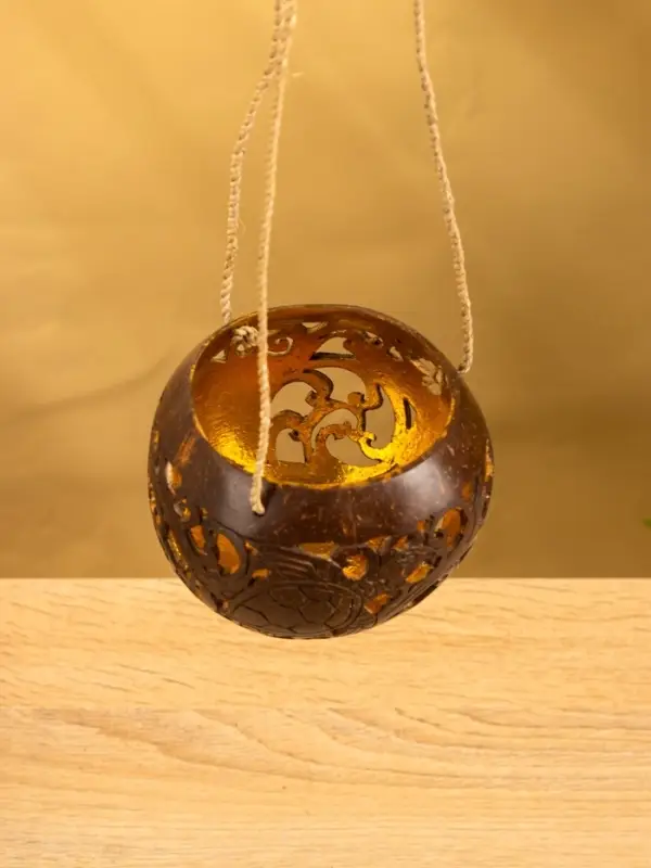 Подсвечник подвесной из кокоса, 9-12 см, коричневый