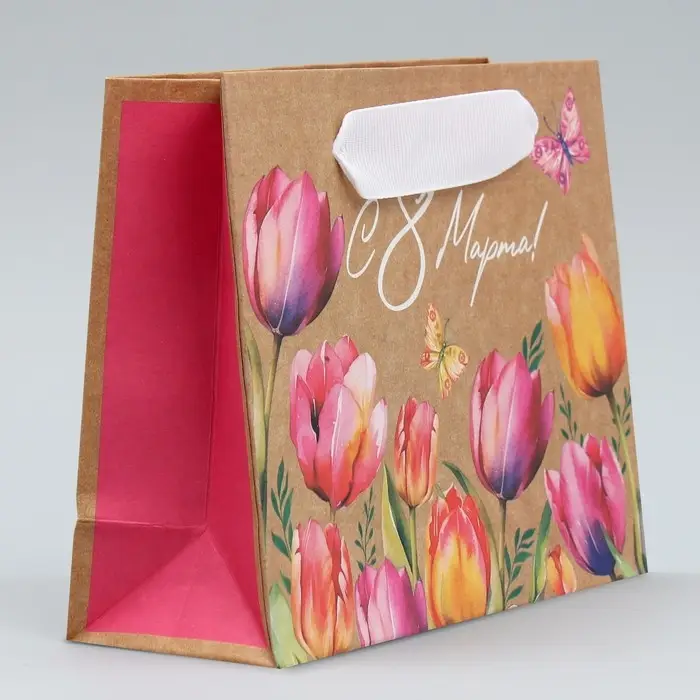Пакет подарочный крафтовый, упаковка, «8 марта», S 12 х 15 х 5.5 см Пакет подарочный крафтовый, упаковка, «8 марта», S 12 х 15 х 5.5 см
