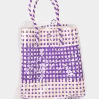 Сумка плетёная, 40&times;20&times;55 см, пластик, фиолетово-белая