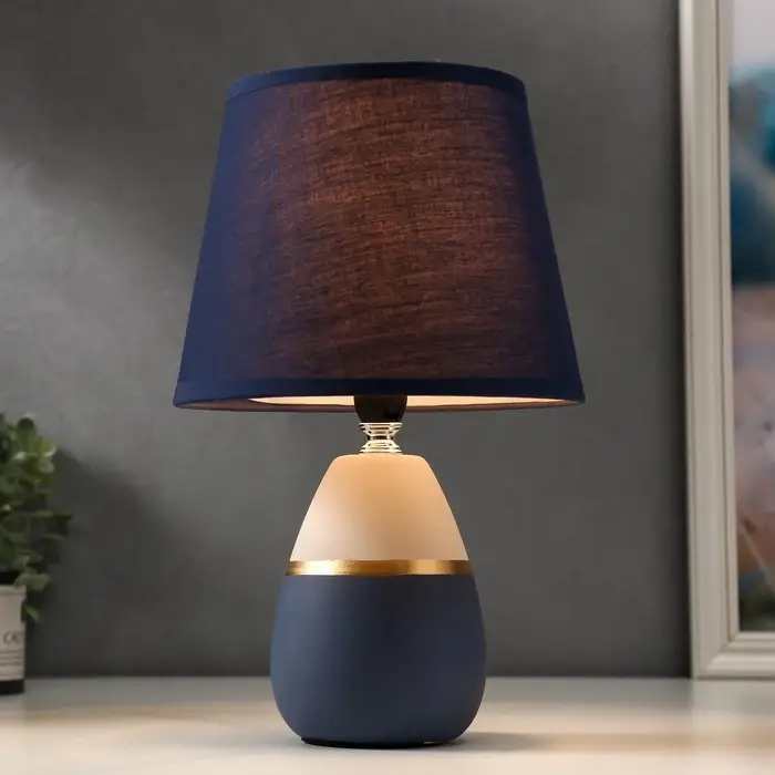 Настольная лампа с абажуром RISALUX 16199/1, E14, 40 Вт, сине-серый, 17&times;17&times;28 см