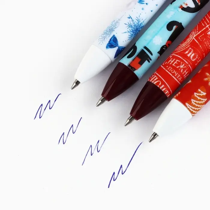 Ручка шариковая, синяя паста, 0.7 мм, автоматическая, матовая «С Новым годом!» МИКС Ручка шариковая, синяя паста, 0.7 мм, автоматическая, матовая «С Новым годом!» МИКС